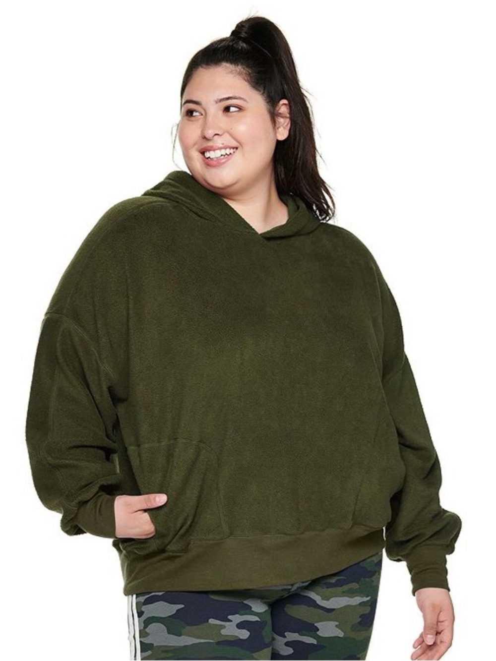 SO Olive Green Plush Hooded Sweatshirt